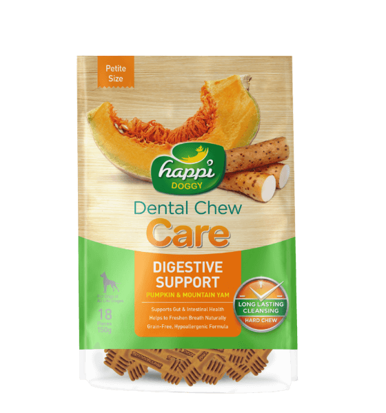 Happi Doggy - Dental Chew Care - Digestive Support (Pumpkin & Mountain Yam) - Petite Size - 150g